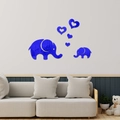 Pegatinas de pared espejo acrílico azul con elefantes y corazones decorativos - Azul (JM603)