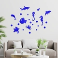 Adesivi murali a specchio con animali marini blu in acrilico per bagno e camera bimbi - Blu