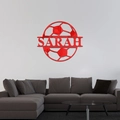 Decoración de pared de fútbol en acrílico espejo rojo con nombre SARAH para salón - Rojo