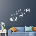 Weihnachtsmann Spiegel Wandaufkleber mit Rentier und Schneeflocken aus Acryl - Silber