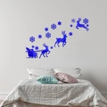Blaues 3D Spiegel-Wandtattoo Set mit Weihnachtsmann und Rentieren für die Weihnachtsdeko - Blau