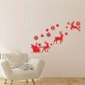 3D Rote Acryl-Spiegel Wandtattoo mit Weihnachtsmann, Rentier und Schneeflocken - Rot