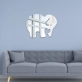 Pegatinas de espejo acrílico 3D con forma de elefante para decoración de pared moderna - Plateado