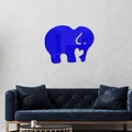Pegatinas de pared 3D de espejo acrílico de elefante azul para decorar el salón - Azul