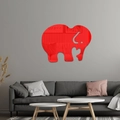 Pegatinas de espejo 3D elefante rojo de acrílico para decoración de salón y dormitorio - Rojo