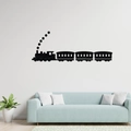 Detailansicht der schwarzen Dampfzug-Wandaufkleber auf einer minimalistischen weißen Wand - Schwarz