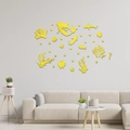 Stickers muraux miroir 3D sirène thème océan en acrylique jaune pour décoration intérieure - Doré