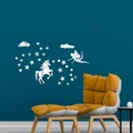Unicorn and stars mirror acrylic wall stickers for nursery and bedroom wall decor - Silver