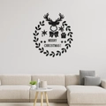 Détail du sticker mural de Noël en acrylique noir avec cerf et texte Merry Christmas sur le mur - Noir