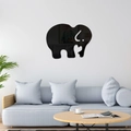 Modern 3D black acrylic elephant mirror wall sticker in a minimalist living room setting - Black