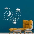 Stickers muraux miroir 3D en acrylique avec lune, étoiles et chats pour déco intérieure - Argenté
