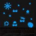 Adesivi murali luminosi blu con stelle e cuori per decorazione camera da letto - Blu
