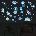 Adesivi murali luminosi con astronauti e pianeti per decorazione camera dei bambini - Animali dello Spazio / Blu