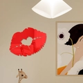 Pegatina de pared espejo labios rojos con corazón para decoración romántica - Forma de Labio (JM3129) / Rojo