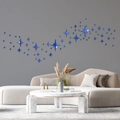 Modernos adhesivos de pared con estrellas de espejo azul para salón y dormitorio - Azul