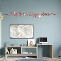 Adesivo murale 3D specchio acrilico oro rosa con frase This is our happy place - Stile Rosso (JM014)