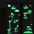 Luminous cartoon giraffe wall stickers glowing in the dark on refrigerator surface - Fluorescent Green
