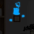 Luminous blue cartoon mouse light switch sticker with ON/OFF glow sign for night guide - Blue