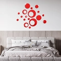 Pegatinas de pared de círculos de espejo acrílico rojo moderno para salón y dormitorio - Rojo (JM3251)