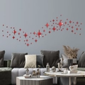 Pegatinas de pared de espejo de estrella acrílica roja en ondas para decoración - Rojo