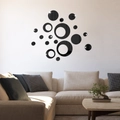 Pegatinas de pared de espejo negras circulares para decoración de sala moderna - Negro (JM3251)