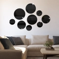 Set di 10 specchi a parete tondi in acrilico nero per decorazioni moderne del soggiorno - Nero