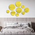 Adesivi murali a specchio 3D gialli in acrilico con cerchi di varie dimensioni per il salotto - Oro