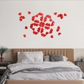 Adesivi murali a specchio a forma di cuore rosso disposti a quadrifoglio decorativo - Modello a Cuore Piccolo / Rosso