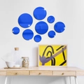 Adesivi murali a specchio tondi blu con superficie riflettente per l'arredo del soggiorno - Blu