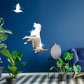 Detail of mirror-effect acrylic wall stickers featuring cute dog and bird silhouettes - Silver