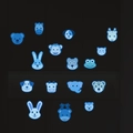 Set de 15 pegatinas de pared luminosas con cabezas de animales azules para cuarto infantil - Azul