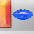 Pegatina de pared de espejo acrílico azul con forma de labios para decorar dormitorios - Azul