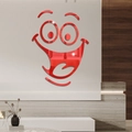 Stickers muraux miroir rouge moderne avec un design créatif de visage souriant - Rouge