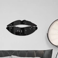 Pegatina de pared acrílica negra moderna en forma de labios para decoración de casa - Negro