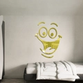 Sticker mural miroir acrylique doré créatif avec visage souriant pour décoration - Doré