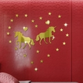 Set de pegatinas de pared espejo de acrílico dorado con unicornio y corazón decor - Dorado