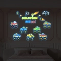 Pegatinas luminosas de monster truck infantiles con banderas de carreras nocturnas - Estilo de Vehículo Todo Terreno Animal (Luz Azul)