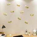 Set di 10 adesivi da parete a forma di libellula dorata a specchio per arredo casa e camera - Libellula a Specchio (Oro) / Oro