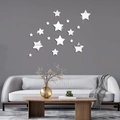 Stickers muraux miroir étoile pour décor de salon moderne avec finition acrylique - Argenté