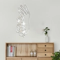 Eleganter silberner Wandspiegel-Aufkleber mit Blumenstrauß-Silhouette für Wanddekore - Silber