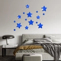 Stickers muraux étoiles miroir bleu en acrylique pour décoration de chambre moderne - Bleu