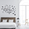 3D mirror wall stickers with Always Kiss Me Goodnight quote, hearts and butterflies - Black