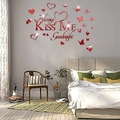 Vinilo de pared espejo 3D de acrílico rojo con frase Always KISS ME Goodnight - Rojo