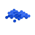 Creative blue hexagon mirror wall stickers in a 3D honeycomb layout for home decor - Large / Blue
