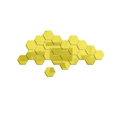 Detailed view of yellow hexagonal 3D mirror wall stickers for home decor - Large / Gold