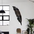 Adesivi murali a specchio a forma di piuma in acrilico nero per decorazioni casa - Piuma Grande 25x120cm / Nero