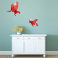 Modern red acrylic eagle and chick mirror wall decals for living room decor - Red