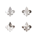 Fleur-de-lis mirror acrylic wall stickers in silver finish, set of 4 pieces - Silver