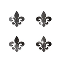 Detail view of four pieces of reflective fleur-de-lis mirror acrylic wall stickers for decor - Black