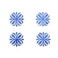 Detalle de cuatro pegatinas de espejo acrílico azul con diseño floral simétrico - Azul